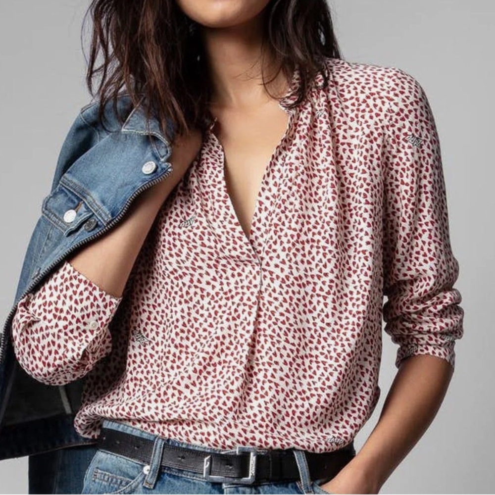 Zadig & Voltaire Heart Print  Blouse Sz M